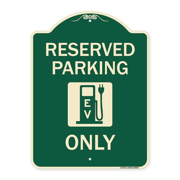 Ev W/ Electric Vehicle Charging Station Graphic Heavy-Gauge Aluminum Sign, 24" x 18", G-1824-24089